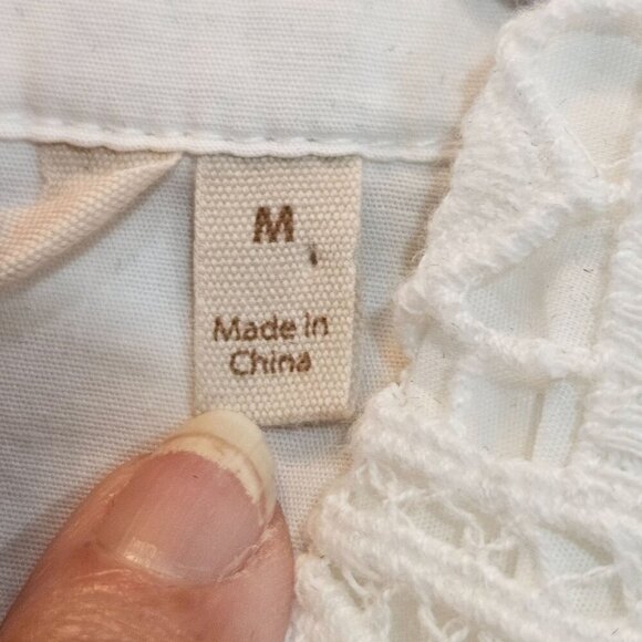 Soft Surroundings Medium White Eylet Lace Zip Jacket Cottagecore Boho Pockets - Picture 8 of 9